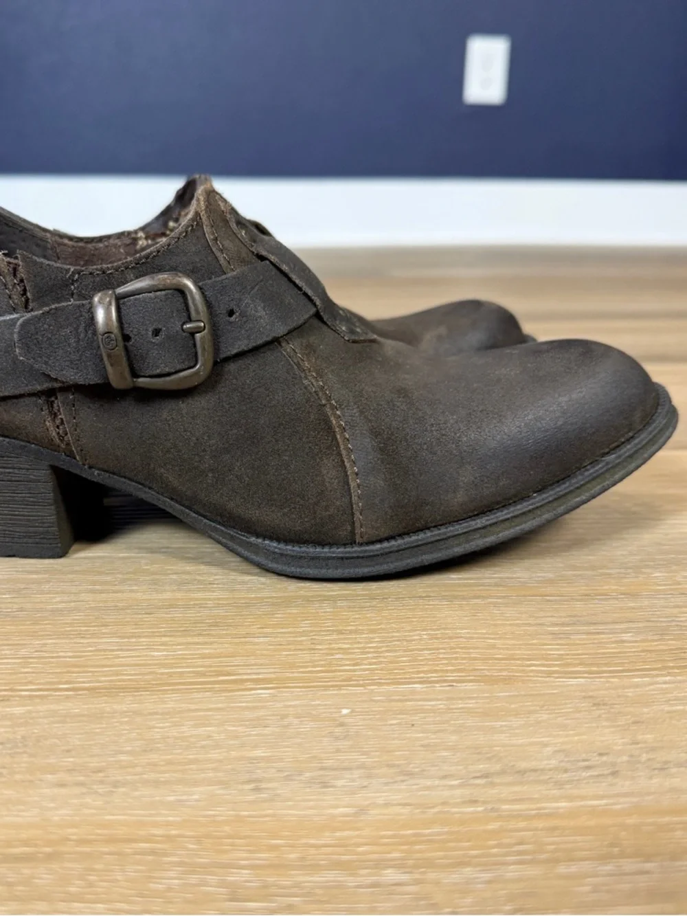 Born Brown Suede Ankle Booties with Buckle